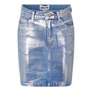 AmyLynn Womens/Ladies Metallic Denim Mini Skirt / Blue